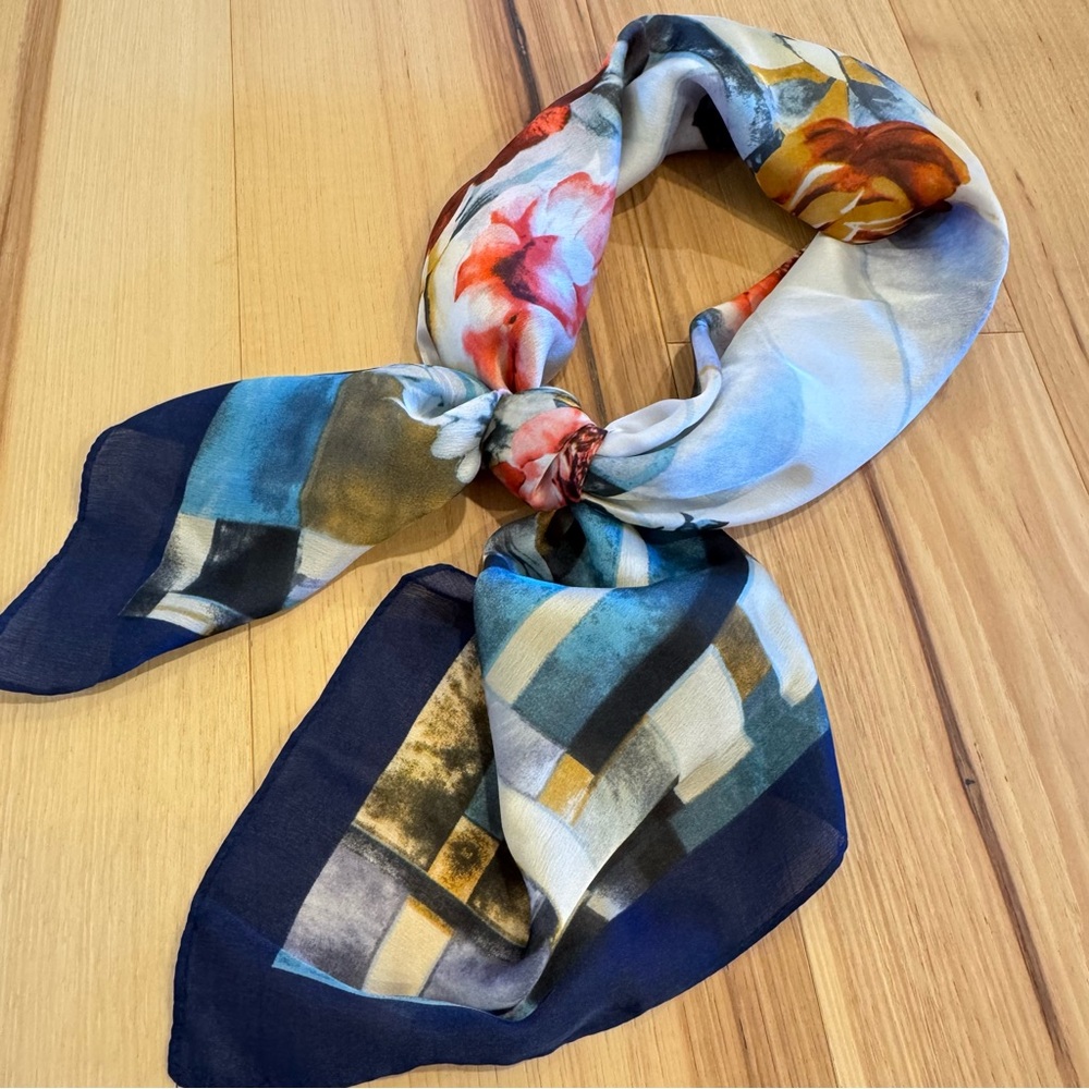 Floral Print Silk Scarf
